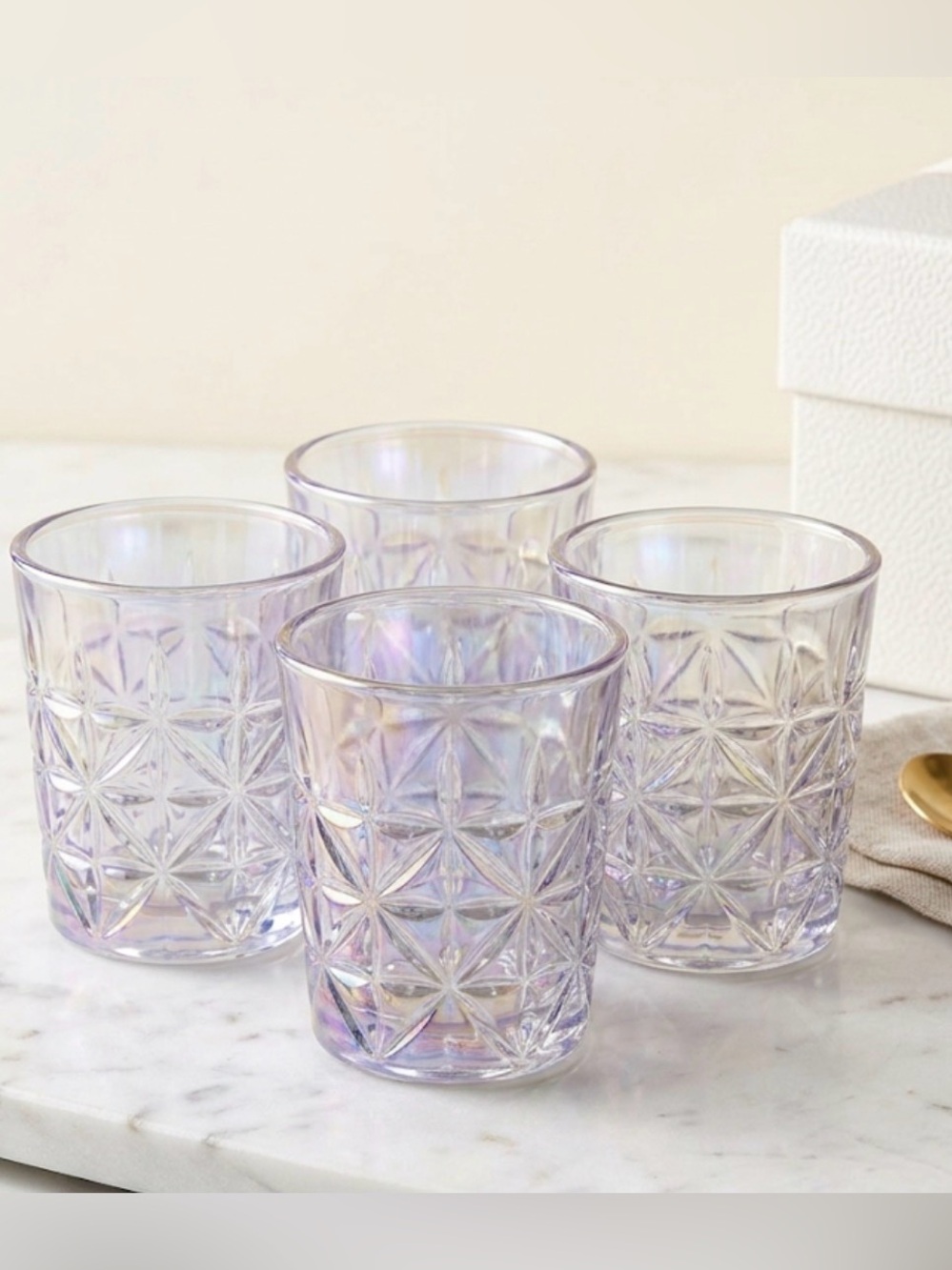 Circleware Regency Radiance Pearl 1.6oz Clear Luster Shot Glass S/4 NWT